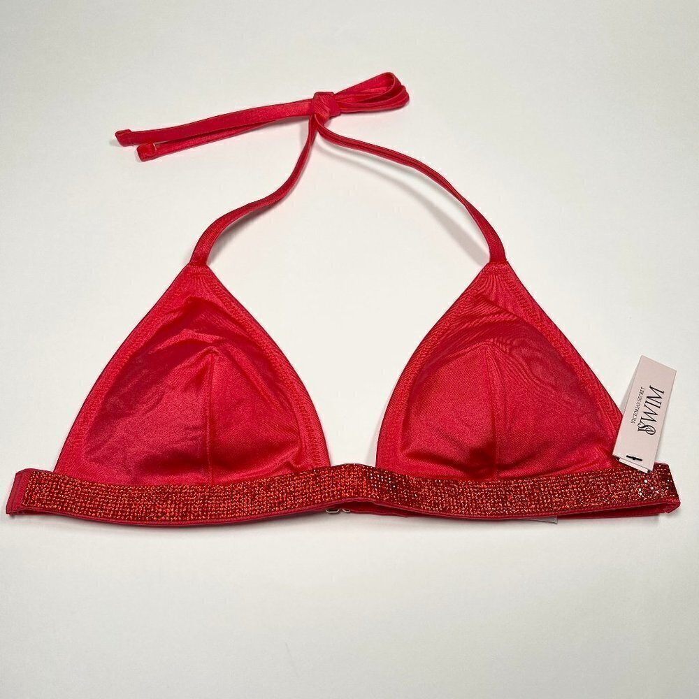 Victoria Secret Medium M Shine Strap Triangle Bikini Top Halter Pink